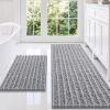 imageSmiry Bathroom Rugs Set 3 Piece Extra Soft Absorbent Non Slip Rubber Backing Machine Washable Quick Dry Chenille Bath Rug Set for Tub Shower and Floor 59quot x 20quot30quot x 20quot UShaped 24quot x 20quot Grey