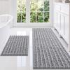 imageSmiry Bathroom Rugs Set 3 Piece Extra Soft Absorbent Non Slip Rubber Backing Machine Washable Quick Dry Chenille Bath Rug Set for Tub Shower and Floor 59quot x 20quot24quot x 16quot UShaped 24quot x 20quot Grey