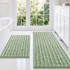 imageSmiry Bathroom Rugs Sets 2 Piece Soft Absorbent Non Slip Rubber Backing Machine Washable Quick Dry Chenille Bath Rug Set for Tub Shower and Floor 30quot x 20quot Plus 24quot x 16quot BeigeSage Green
