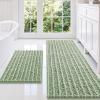 imageSmiry Bathroom Rugs Sets 2 Piece Soft Absorbent Non Slip Rubber Backing Machine Washable Quick Dry Chenille Bath Rug Set for Tub Shower and Floor 30quot x 20quot Plus 24quot x 16quot BeigeSage Green