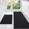 imageSmiry Bathroom Rugs Sets 2 Piece Soft Absorbent Non Slip Rubber Backing Machine Washable Quick Dry Chenille Bath Rug Set for Tub Shower and Floor 30quot x 20quot Plus 24quot x 16quot BeigeBlack