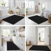 imageSmiry Bathroom Rugs Sets 2 Piece Soft Absorbent Non Slip Rubber Backing Machine Washable Quick Dry Chenille Bath Rug Set for Tub Shower and Floor 30quot x 20quot Plus 24quot x 16quot BeigeBlack