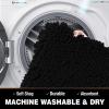 imageSmiry Chenille Bathroom Rugs 24x16 and UShaped Toilet Bath Rugs 24x20 Extra Soft and Absorbent Shaggy Bath Mat Machine Washable NonSlip Plush Carpet Black