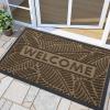 imageSmiry Welcome Mat Indoor Outdoor AllSeason Waterproof Front Door Mat Sturdy Natural Rubber Doormat NonSlip Easy Clean Low Profile Dirt Trapper for Porch Patio Entrance 295x17 GreenBrown