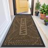 imageSmiry Welcome Mat Indoor Outdoor AllSeason Waterproof Front Door Mat Sturdy Natural Rubber Doormat NonSlip Easy Clean Low Profile Dirt Trapper for Porch Patio Entrance 295x17 GreenBrown