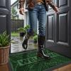 imageSmiry Welcome Mat Indoor Outdoor AllSeason Waterproof Front Door Mat Sturdy Natural Rubber Doormat NonSlip Easy Clean Low Profile Dirt Trapper for Porch Patio Entrance 295x17 GreenGreen