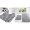 imageSmiry Bathroom Rugs Set 3 Piece Extra Soft Absorbent Non Slip Rubber Backing Machine Washable Quick Dry Chenille Bath Rug Set for Tub Shower and Floor 59quot x 20quot24quot x 16quot UShaped 24quot x 20quot Grey