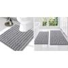 imageSmiry Bathroom Rugs Set 3 Piece Extra Soft Absorbent Non Slip Rubber Backing Machine Washable Quick Dry Chenille Bath Rug Set for Tub Shower and Floor 36quot x 24quot30quot x 20quot UShaped 24quot x 20quot Grey
