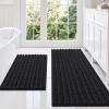 imageSmiry Bathroom Rugs Sets 2 Piece Soft Absorbent Non Slip Rubber Backing Machine Washable Quick Dry Chenille Bath Rug Set for Tub Shower and Floor 30quot x 20quot Plus 24quot x 16quot BeigeBlack