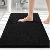 imageSmiry Luxury Chenille Bathroom Rugs 24x16 Extra Soft and Absorbent Shaggy Bath Mat Machine Washable NonSlip Plush Carpet Runner for Tub Shower and Floor Home Decor Accessories Black