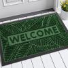 imageSmiry Welcome Mat Indoor Outdoor AllSeason Waterproof Front Door Mat Sturdy Natural Rubber Doormat NonSlip Easy Clean Low Profile Dirt Trapper for Porch Patio Entrance 295x17 GreenGreen
