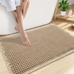 imageSmiry Waffle Bath Mat 32x20 Extra Soft Absorbent Bathroom Rugs Non Slip Machine Washable Quick Dry Bath Rugs for Bathroom Floor Tub Shower Home Decor Accessories BrownBrown