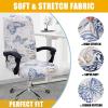imageSmiry Stretch Printed Office Chair Armrest Covers 2 Pcs Soft Fit Removable Washable Computer Desk Chair Arm Covers Protector Blue GreenWhite
