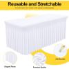 imageSmiry Spandex Tablecloth 6 Pack Elastic Fitted Stretch Tablecloth for 6FT Rectangle Tables Waterproof Washable Table Cover Skirt for Wedding Banquet ampamp Parties Black 72Lx30Wx30H InchWhite