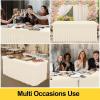 imageSmiry Spandex Tablecloth 6 Pack Elastic Fitted Stretch Tablecloth for 6FT Rectangle Tables Waterproof Washable Table Cover Skirt for Wedding Banquet ampamp Parties Black 72Lx30Wx30H InchBeige