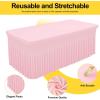 imageSmiry Spandex Tablecloth 6 Pack Elastic Fitted Stretch Tablecloth for 6FT Rectangle Tables Waterproof Washable Table Cover Skirt for Wedding Banquet ampamp Parties Black 72Lx30Wx30H InchPink
