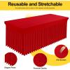 imageSmiry Spandex Tablecloth 6 Pack Elastic Fitted Stretch Tablecloth for 6FT Rectangle Tables Waterproof Washable Table Cover Skirt for Wedding Banquet ampamp Parties Black 72Lx30Wx30H InchRed
