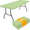 imageSmiry 6 Pack Rectangle Picnic Table Cloth Waterproof Elastic Fitted Tablecloths Washable Polyester Rectangular Patio Table Cover for Camping Indoor and Outdoor Black 30quotx72quotSage Green