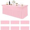 imageSmiry Spandex Tablecloth 6 Pack Elastic Fitted Stretch Tablecloth for 6FT Rectangle Tables Waterproof Washable Table Cover Skirt for Wedding Banquet ampamp Parties Black 72Lx30Wx30H InchPink