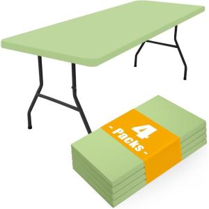 imageSmiry 4 Pack Rectangle Picnic Table Cloth Waterproof Elastic Fitted Tablecloths Washable Polyester Rectangular Patio Table Cover for Camping Indoor and Outdoor Black 30quotx72quotSage Green