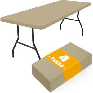 imageSmiry 4 Pack Rectangle Picnic Table Cloth Waterproof Elastic Fitted Tablecloths Washable Polyester Rectangular Patio Table Cover for Camping Indoor and Outdoor Black 30quotx72quotTaupe
