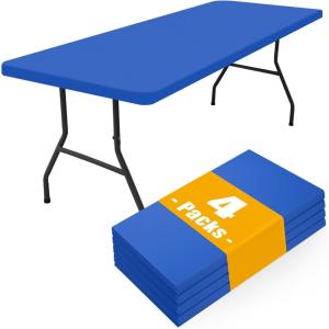 imageSmiry 4 Pack Rectangle Picnic Table Cloth Waterproof Elastic Fitted Tablecloths Washable Polyester Rectangular Patio Table Cover for Camping Indoor and Outdoor Black 30quotx72quotBlue