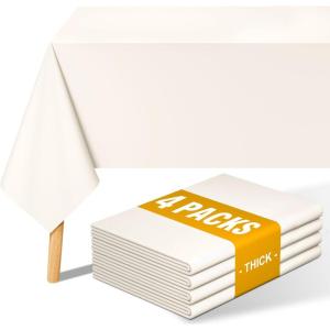 imageSmiry 4 Pack Rectangle Table Cloth Waterproof AntiScratch Polyester Tablecloth Decorative Washable Fabric Table Cover for Dining Buffet Parties and Outdoor 60x102 BlackBeige