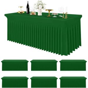 imageSmiry Spandex Tablecloth 6 Pack Elastic Fitted Stretch Tablecloth for 6FT Rectangle Tables Waterproof Washable Table Cover Skirt for Wedding Banquet ampamp Parties Black 72Lx30Wx30H InchEmerald Green