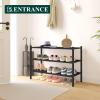 imageSmiry Bamboo Shoe Rack 3 Tier Shoe Organizer for Entryway ampamp Closet Stackable Free Standing Storage Shelf for Shoes Bags ampamp Plants NaturalBlack