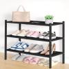 imageSmiry Bamboo Shoe Rack 3 Tier Shoe Organizer for Entryway ampamp Closet Stackable Free Standing Storage Shelf for Shoes Bags ampamp Plants NaturalBlack