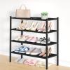 imageSmiry Bamboo Shoe Rack 3 Tier Shoe Organizer for Entryway ampamp Closet Stackable Free Standing Storage Shelf for Shoes Bags ampamp Plants NaturalBlack