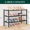 imageSmiry Bamboo Shoe Rack 3 Tier Shoe Organizer for Entryway ampamp Closet Stackable Free Standing Storage Shelf for Shoes Bags ampamp Plants NaturalBlack