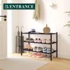 imageSmiry Bamboo Shoe Rack 3 Tier Shoe Organizer for Entryway ampamp Closet Stackable Free Standing Storage Shelf for Shoes Bags ampamp Plants NaturalBrown
