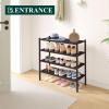 imageSmiry Bamboo Shoe Rack 3 Tier Shoe Organizer for Entryway ampamp Closet Stackable Free Standing Storage Shelf for Shoes Bags ampamp Plants NaturalBrown