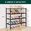 imageSmiry Bamboo Shoe Rack 3 Tier Shoe Organizer for Entryway ampamp Closet Stackable Free Standing Storage Shelf for Shoes Bags ampamp Plants NaturalBrown