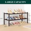 imageSmiry Bamboo Shoe Rack 3 Tier Shoe Organizer for Entryway ampamp Closet Stackable Free Standing Storage Shelf for Shoes Bags ampamp Plants NaturalBrown