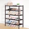 imageSmiry Bamboo Shoe Rack 3 Tier Shoe Organizer for Entryway ampamp Closet Stackable Free Standing Storage Shelf for Shoes Bags ampamp Plants NaturalBrown