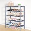 imageSmiry Bamboo Shoe Rack 3 Tier Shoe Organizer for Entryway ampamp Closet Stackable Free Standing Storage Shelf for Shoes Bags ampamp Plants NaturalGrey