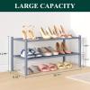 imageSmiry Bamboo Shoe Rack 3 Tier Shoe Organizer for Entryway ampamp Closet Stackable Free Standing Storage Shelf for Shoes Bags ampamp Plants NaturalGrey
