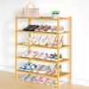 imageSmiry Bamboo Shoe Rack 3 Tier Shoe Organizer for Entryway ampamp Closet Stackable Free Standing Storage Shelf for Shoes Bags ampamp Plants NaturalNatural