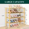 imageSmiry Bamboo Shoe Rack 3 Tier Shoe Organizer for Entryway ampamp Closet Stackable Free Standing Storage Shelf for Shoes Bags ampamp Plants NaturalNatural