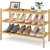 imageSmiry Bamboo Shoe Rack 3 Tier Shoe Organizer for Entryway ampamp Closet Stackable Free Standing Storage Shelf for Shoes Bags ampamp Plants NaturalNatural