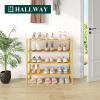 imageSmiry Bamboo Shoe Rack 3 Tier Shoe Organizer for Entryway ampamp Closet Stackable Free Standing Storage Shelf for Shoes Bags ampamp Plants NaturalNatural