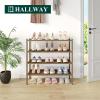 imageSmiry Bamboo Shoe Rack 3 Tier Shoe Organizer for Entryway ampamp Closet Stackable Free Standing Storage Shelf for Shoes Bags ampamp Plants NaturalWalnut