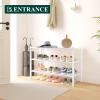 imageSmiry Bamboo Shoe Rack 3 Tier Shoe Organizer for Entryway ampamp Closet Stackable Free Standing Storage Shelf for Shoes Bags ampamp Plants NaturalWhite