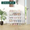 imageSmiry Bamboo Shoe Rack 3 Tier Shoe Organizer for Entryway ampamp Closet Stackable Free Standing Storage Shelf for Shoes Bags ampamp Plants NaturalWhite
