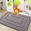 imageSmiry Bath Rug and Dog Door Mat Set Memory Foam Bath Rug Black 24x16 and Classic Dog Door Mat for Muddy Paws Grey 30x20