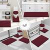 imageSmiry Luxury Chenille Toilet Rugs UShaped 24x20 Soft Absorbent NonSlip Contour Bathroom Rugs for Toilet Machine Washable Contoured Bath Mats Burgundy