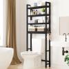 imageSmiry Over The Toilet Storage Cabinet 3Tier Bamboo Bathroom Organizers with Adjustable Shelf ampamp 4 Hooks Space Saving Shelf Rack for Bathrooms Laundry Room Balcony NaturalBlack