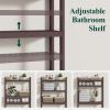 imageSmiry Over The Toilet Storage Cabinet 3Tier Bamboo Bathroom Organizers with Adjustable Shelf ampamp 4 Hooks Space Saving Shelf Rack for Bathrooms Laundry Room Balcony NaturalBrown